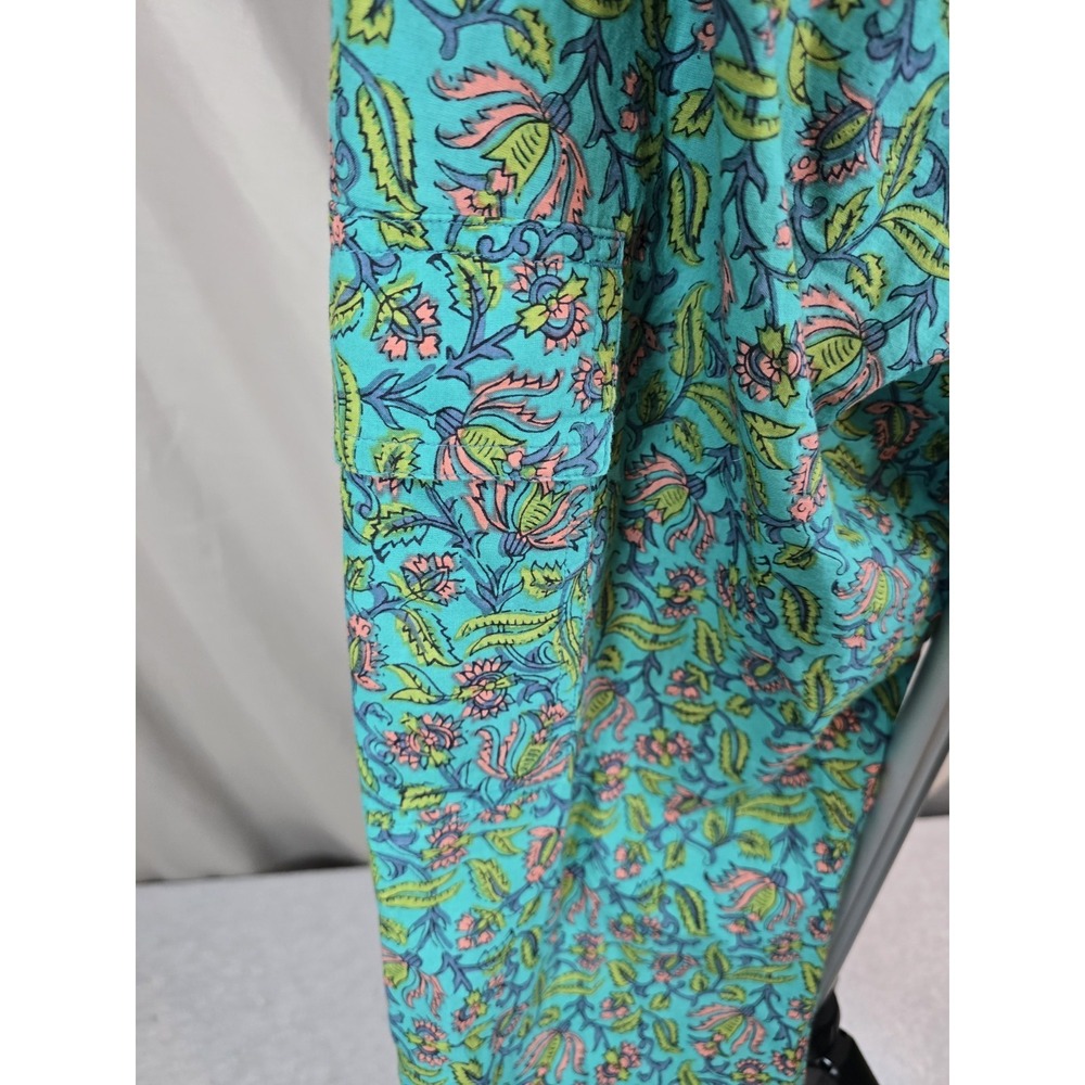 Sundance Pants Womens S Cargo Green Floral Cotton Ankle Tassel Drawstring Boho - Picture 5 of 7